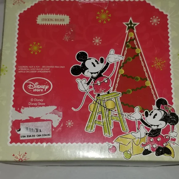 Disney Store Mickey and Minnie Wreath Stocking Holder and Stocking - Picture 5 of 14